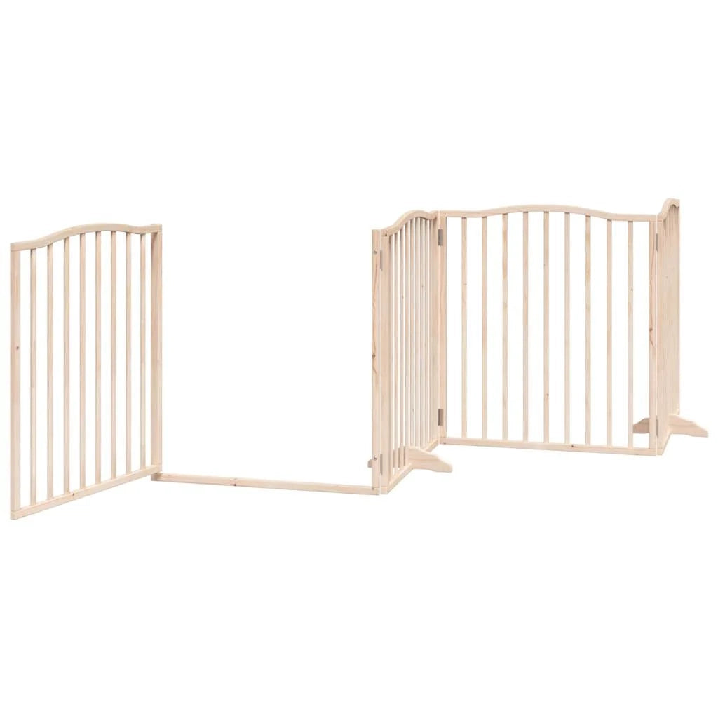Cancelletto di sicurezza per cani con porta pieghevole 6 pannelli legno di pioppo marrone 02_0023028