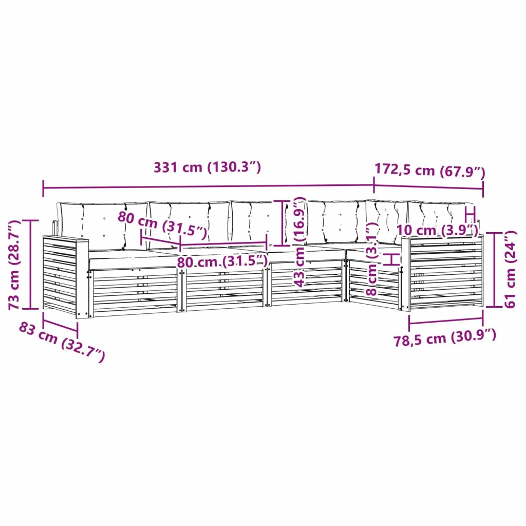 Set di divani da esterno 5 pcs Bianco e Crema 3390490