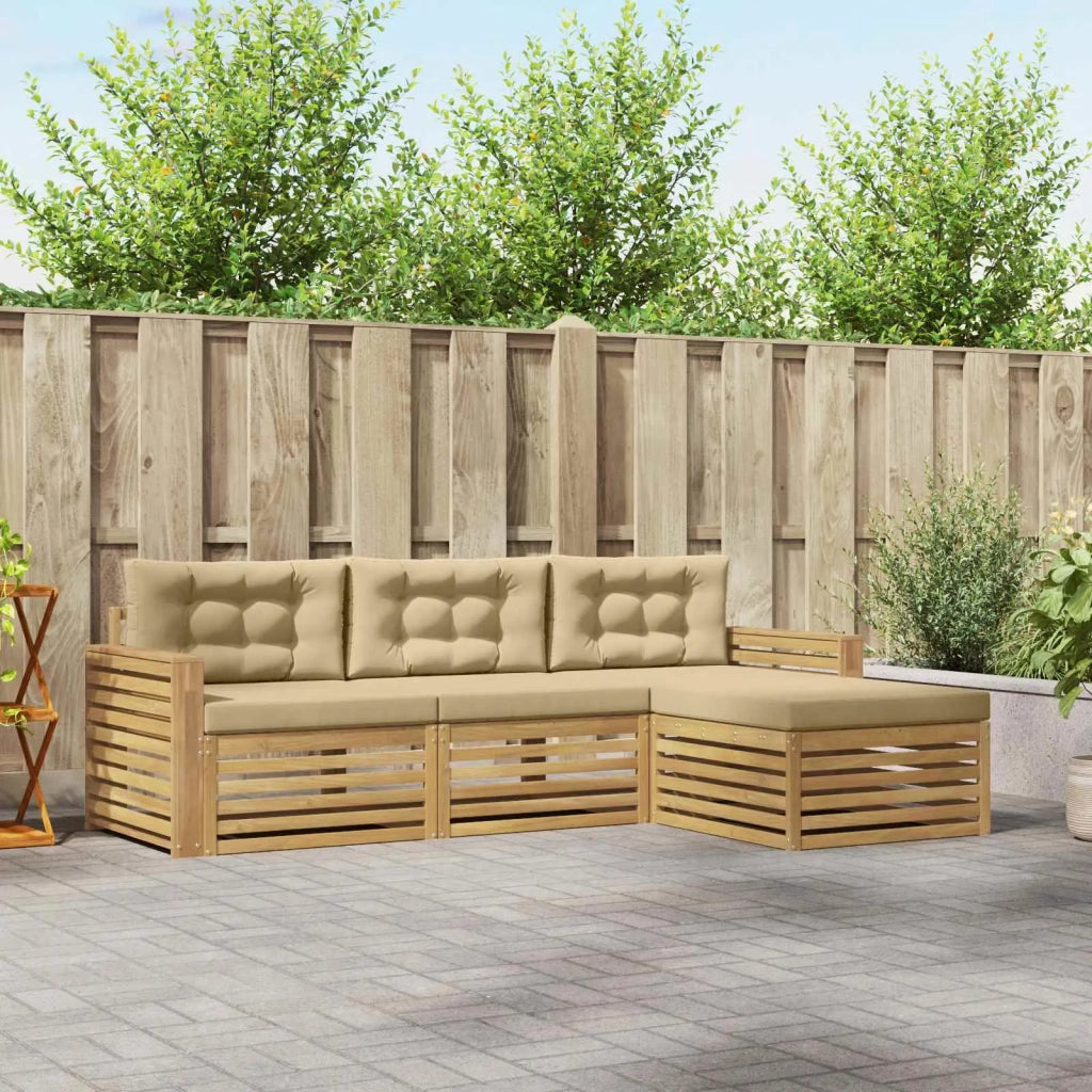 Set di divani da esterno 4 pcs Bianco e Beige 3390293