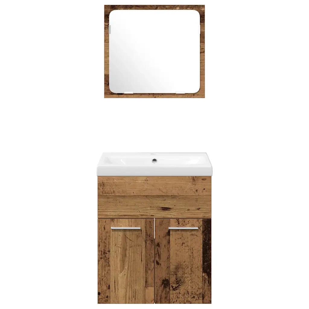 Set di mobili per il bagno con lo scaffale 4 pcs Legno vecchio 3332564