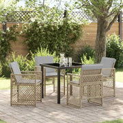 Set da Pranzo per Giardino 5 pcs Beige polyrattan
