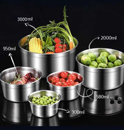 Contenitore alimentare in acciaio inossidabile con coperchi a tenuta dell'aria, bento-lunchbox riciclabile, impermeabile, lavastoviglie, forno (senza coperchio) (300 ml + 550 ml + 950 ml + 2000 ml)