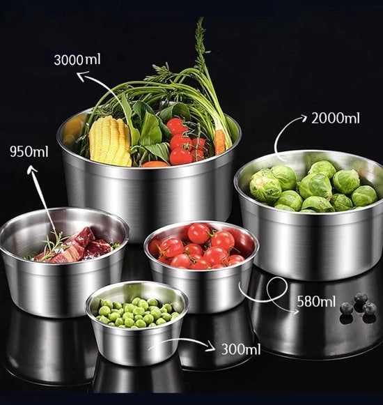Contenitore alimentare in acciaio inossidabile con coperchi a tenuta dell'aria, bento-lunchbox riciclabile, impermeabile, lavastoviglie, forno (senza coperchio) (300 ml + 550 ml + 950 ml + 2000 ml)