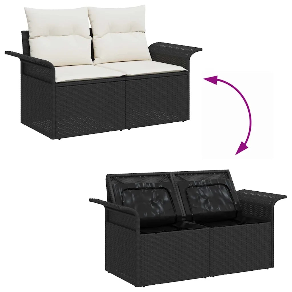 Set Divano da Giardino con archiviazione 8 pcs Nero Poly Rattan 3358028