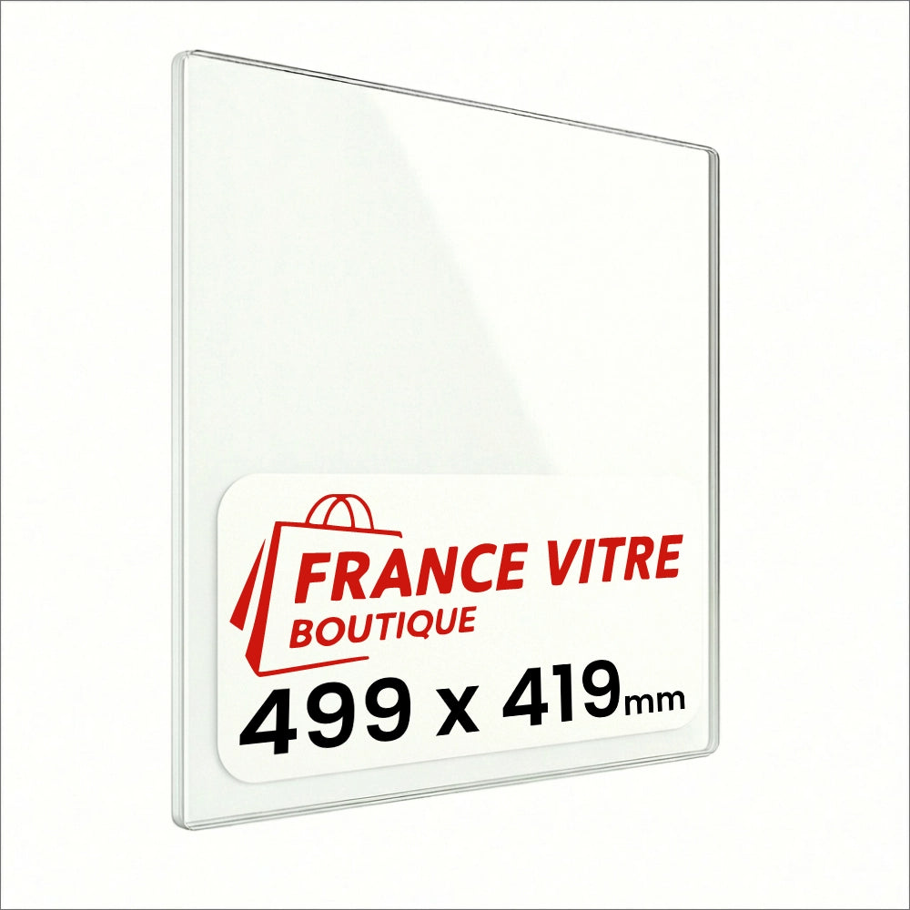 499 x 419 x 4 mm - Vetro per stufa a legna - vetro camino di ricambio - vetro per caminetto resistente al fuoco - France Vitre