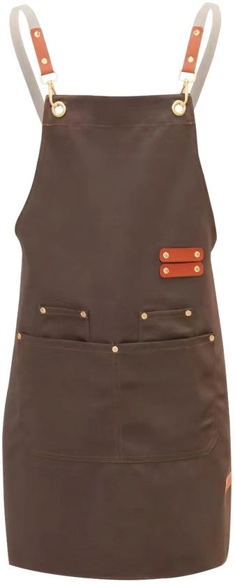 Schort per unisex per lavoratori, impermeabile, con 4 tasche e criniera, adatto per cucina, ristorante, barbecue e giardino.