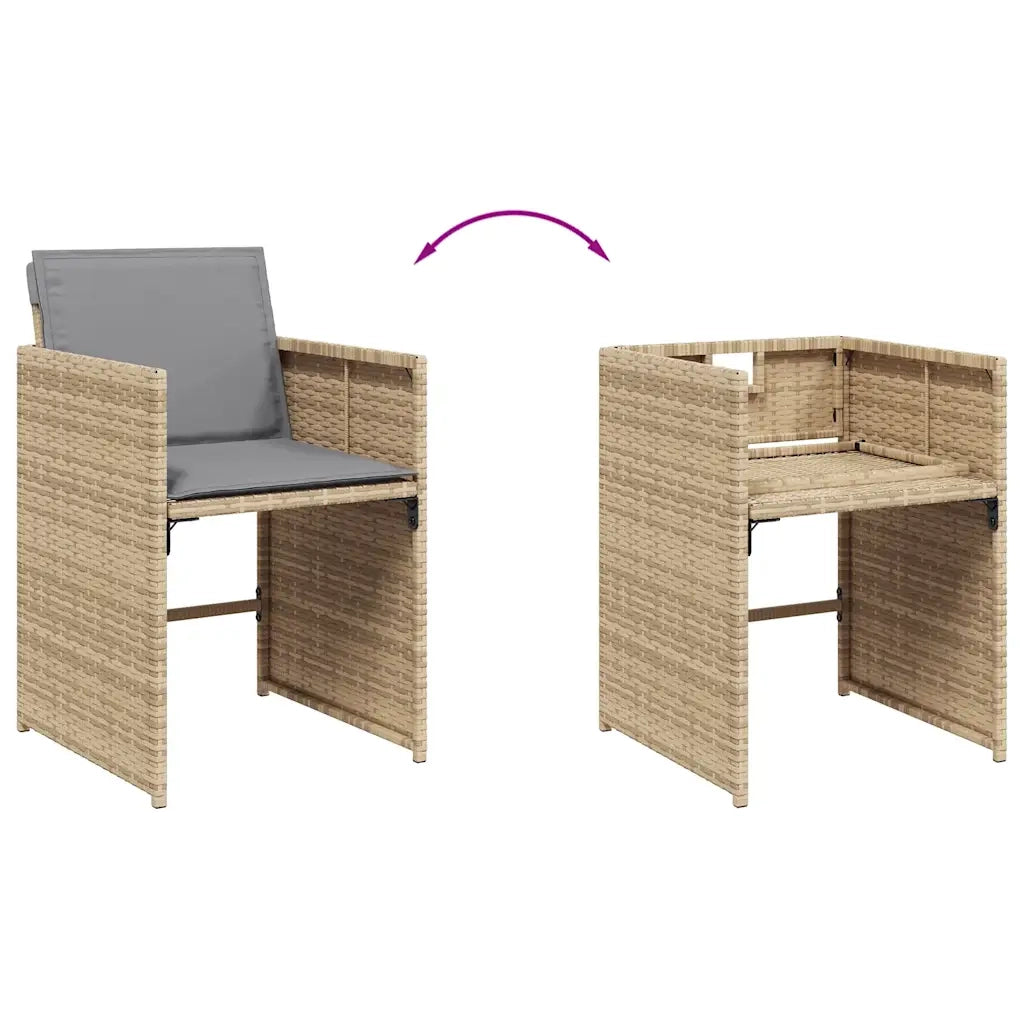 Set Pranzo da Giardino 13 pz con Cuscini Beige Misto Polyrattan 3211224