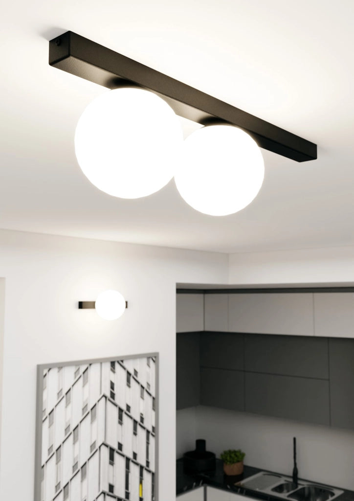 Plafoniera Emibig FIT 2, 2xE14 nero/bianco 60cm metallo