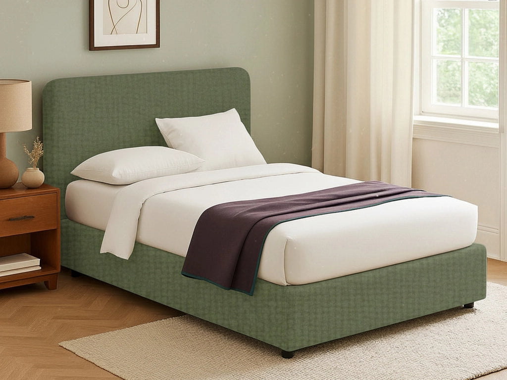 Reading, Letto Singolo Sfoderabile Made in Italy, Verde
