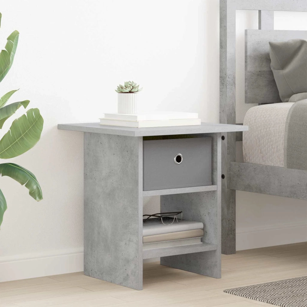 Set di 2 Comodini | Armadio da Notte | Mobiletto da notte Grigio cemento 41 x 40 x 45 cm Legno multistrato