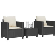 Set da Bistrò 3 pz con Cuscini Nero in Polyrattan 4003896