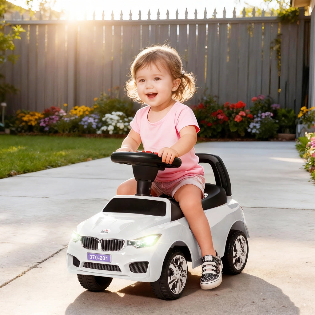 Cavalcabile Auto per Bambini ¨C Xylo ¨C Bianco con Contenitore Giochi e Luci