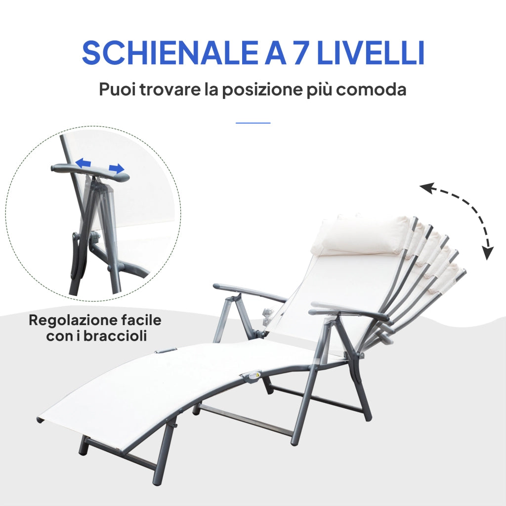 Sdraio da Giardino Pieghevole con Cuscino ¨C Minimal ¨C 137x63.5x100.5cm Beige