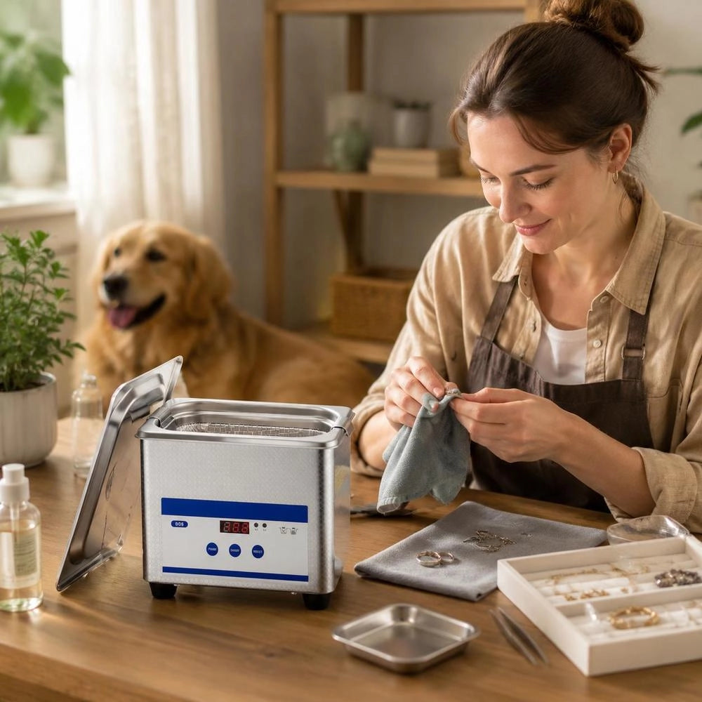 Ultrasonic Cleaner 0.8 L, Ultrasonic Cleaning Device 40 KHz, Ultrasonic Jewelry Cleaner 24 W, Digital Ultrasonic Cleaner With LED Display, Ultrasonic Cleaning Device For Glasses