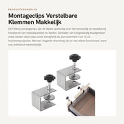 Fermoventi per installazione 2 pezzi - Clip per fissaggio - Viti regolabili - Morsetti shockassorbenti - Anticorrosivi - Installazione semplice - Viti di fissaggio