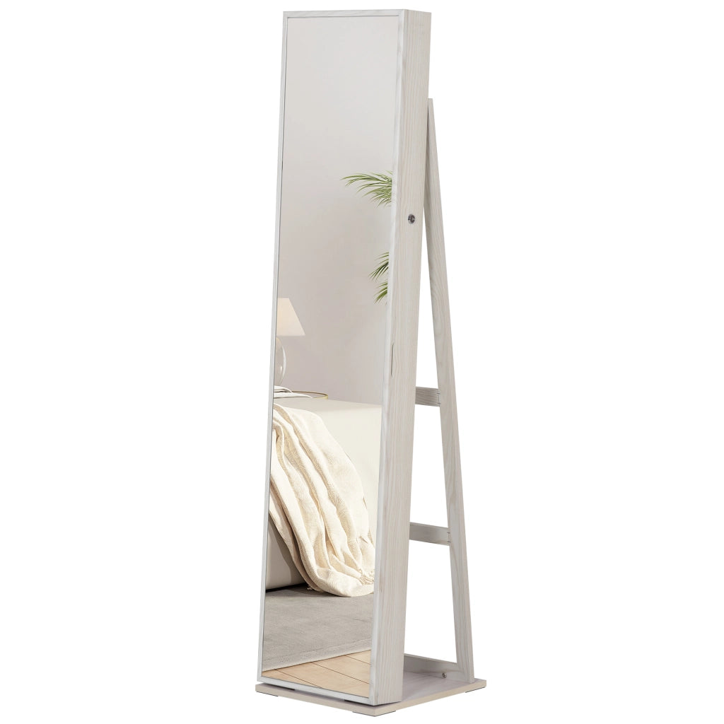 Armadio con Specchio e Luci LED ¨C Zephmum ¨C Bianco con Vena Legno