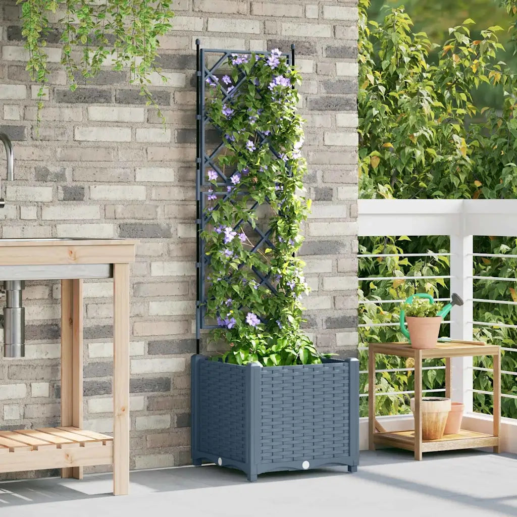 Vaso da giardino-Fioriera Esterno-Contenitore per Piante Grigio Chiaro 40 x 40 x 143 cm Acciaio