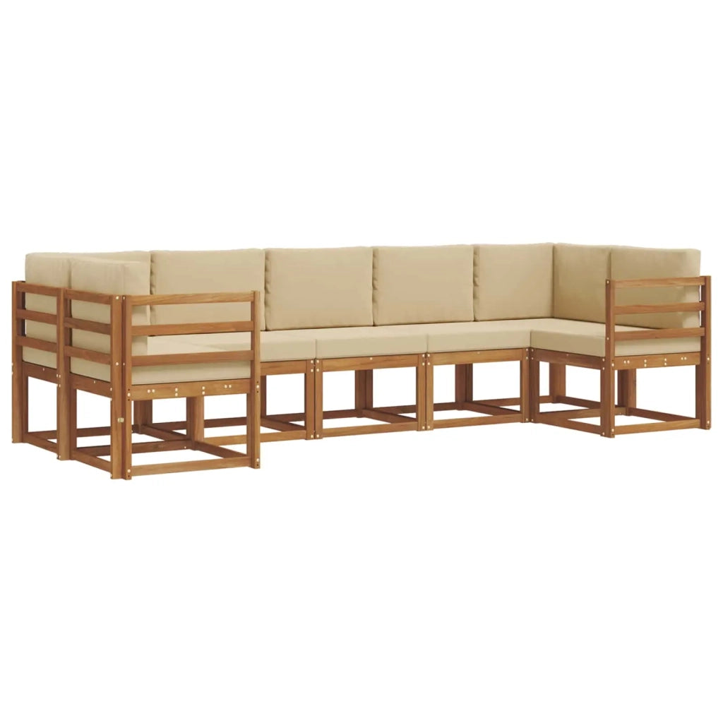 Set di divani da esterno con cuscino 7 pcs Naturale e Beige 3366906