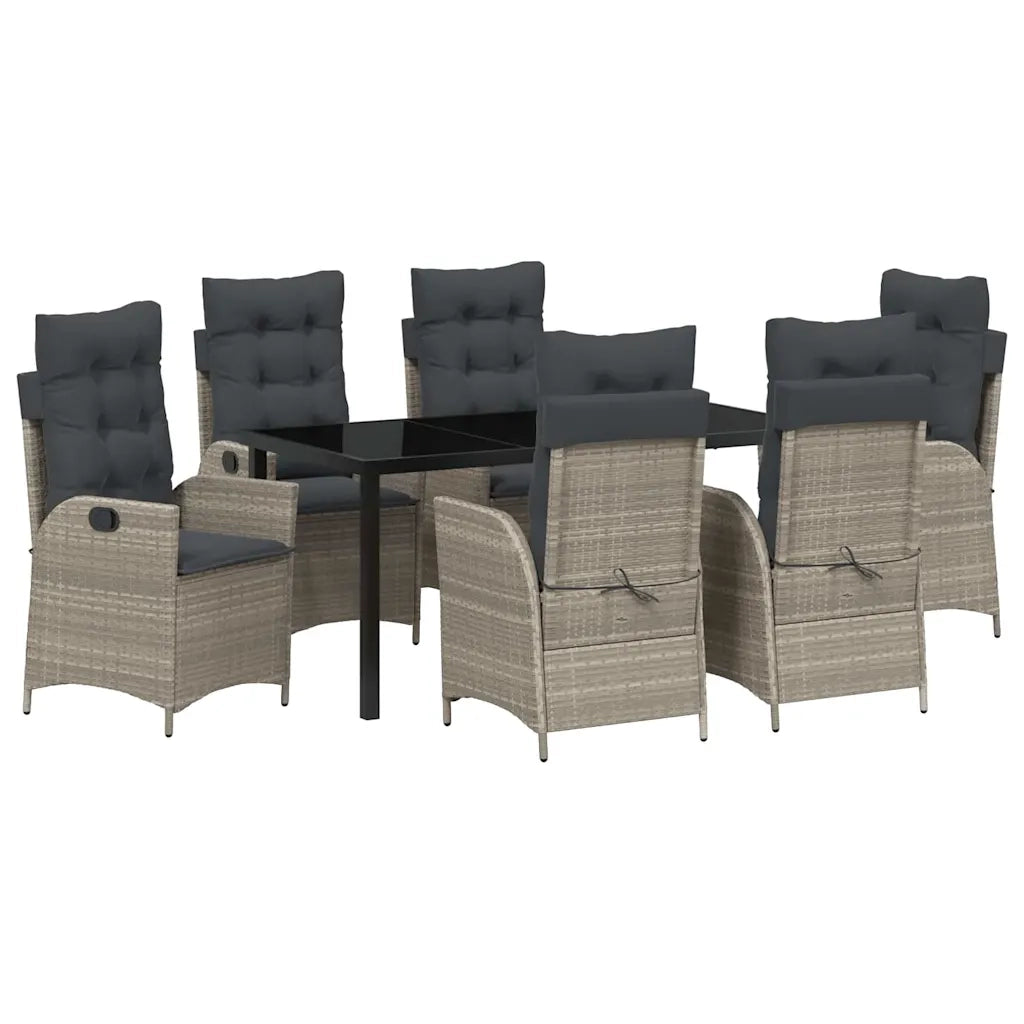 Set da Pranzo per Giardino 7 pcs Grigio chiaro polyrattan