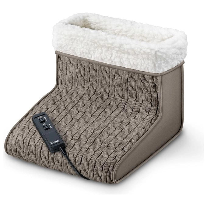 Beurer FWM45 Scaldapiedi Massaggiatore Elettrico 2 Livelli Massaggio e Temperatura Fodera Peluche Lavabile 15W colore Grigio