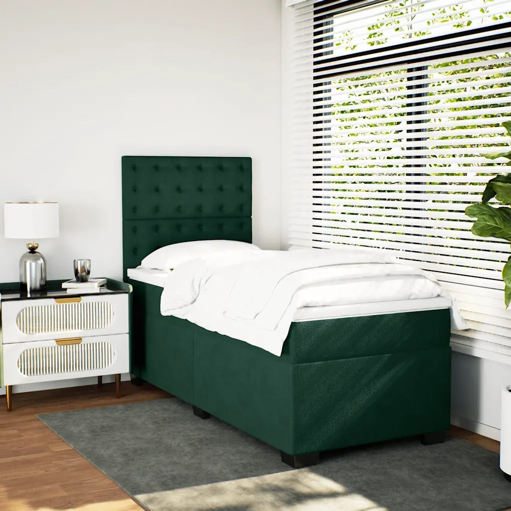 Giroletto a Molle con Materasso Verde Scuro 100x200 cm Velluto 3290849