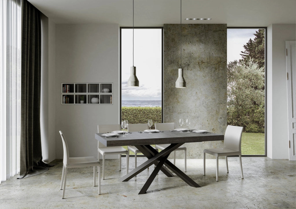 Tavolo allungabile 90x180/440 cm Volta Cemento telaio Antracite