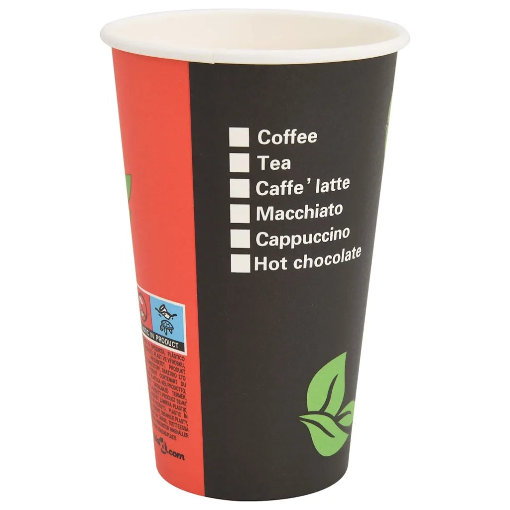 Bicchieri da Caffè in Carta 1000 pz 16oz 400ml Rosso e Nero 4102789
