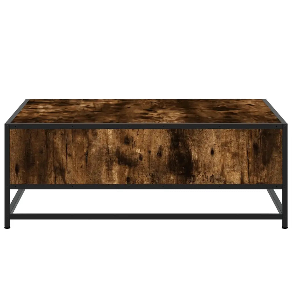Tavolino-Tavolino da soggiorno-Tavolo Rovere Fumo 80x80x30 cm in Truciolato e Metallo