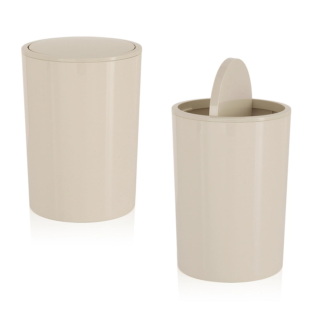 Set accessori bagno da appoggio 5 pezzi in plastica beige Glim
