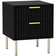 Comodino ¨C Minimal ¨C nero, acciaio, 2 cassetti