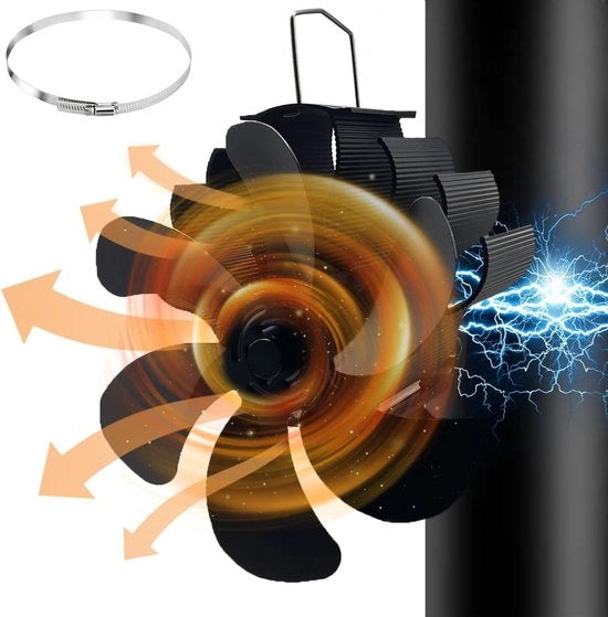 Ventilatore a camino senza elettricità - 6 pale - alimentato da focolare - ecologico - installabile sul camino - per camini a legna