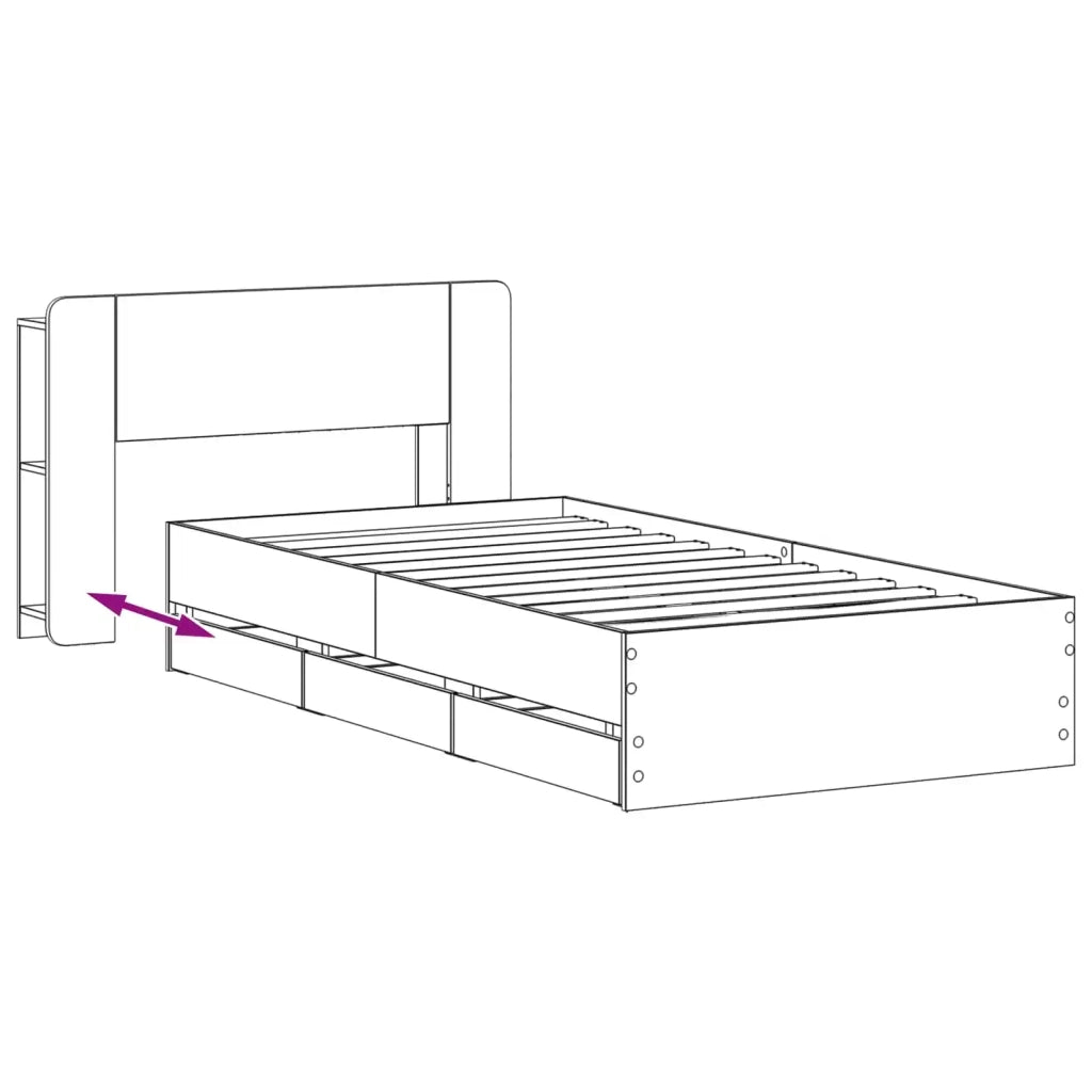Struttura del letto con stoccaggio e testata Sonoma grigio 3433921