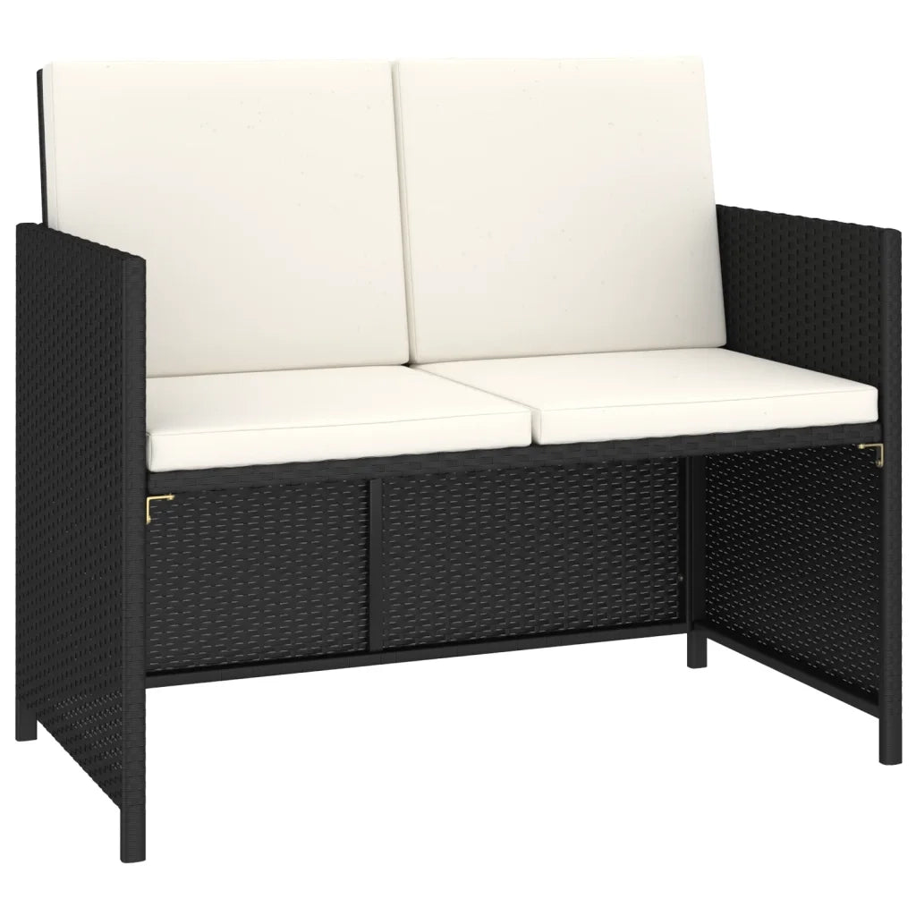 Set da Pranzo per Esterni 6 pz con Cuscini in Polyrattan Nero 43903