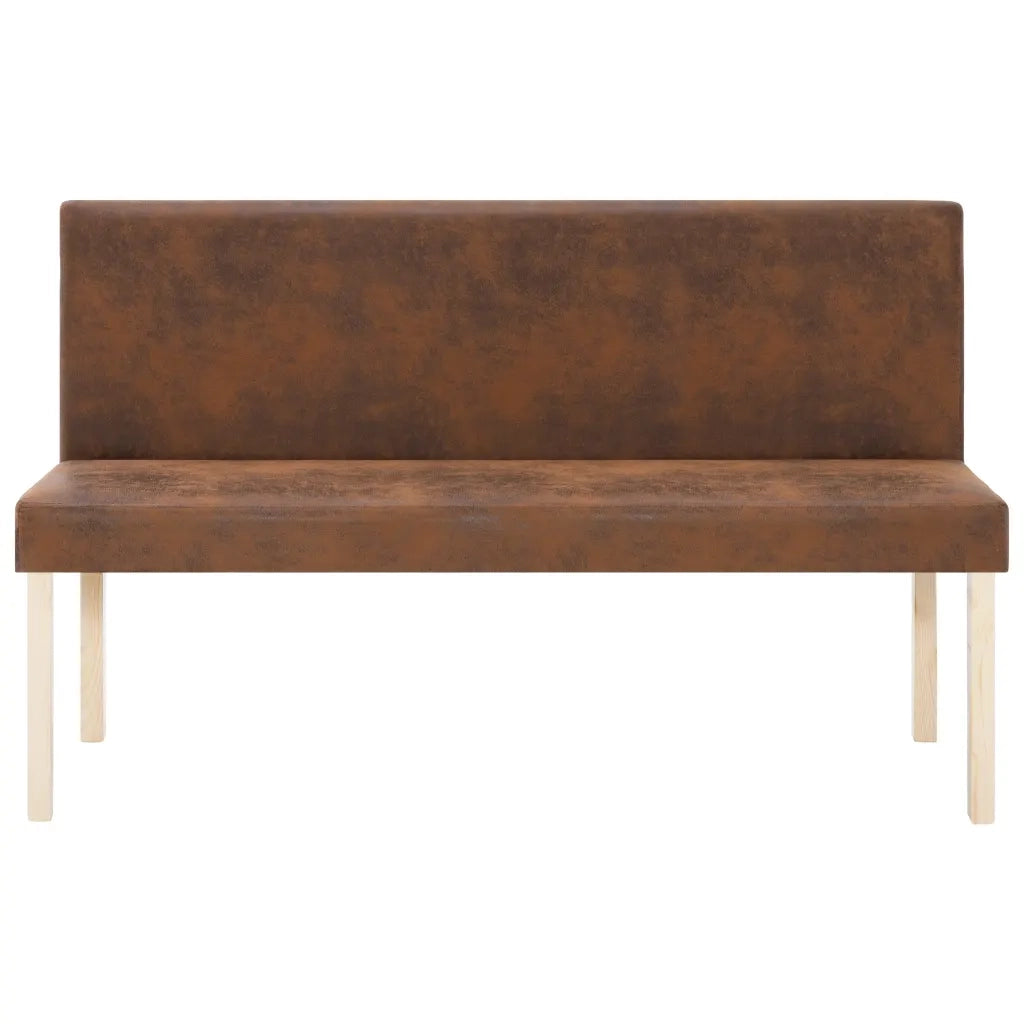 Panca-Sgabello 139,5 cm Marrone in Pelle Scamosciata Artificiale