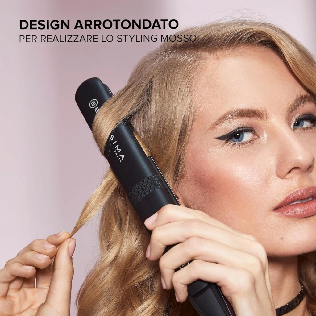 Bellissima 11874 Imetec Piastra Creativity per Capelli Lisci o Mossi con Rivestimento in Ceramica Diamond 5 Temperature Regolabili da 150 a 230°C Piastre Flottanti Riscaldamento Rapido Cavo Girevole 1,8 m colore Nero Rosa