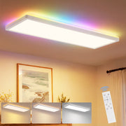 ZMH Lampada da soffitto LED Pannello Dimmabile Lungo Luce Diurna Retroilluminazione RGB Ufficio 22W per Soggiorno Bianco