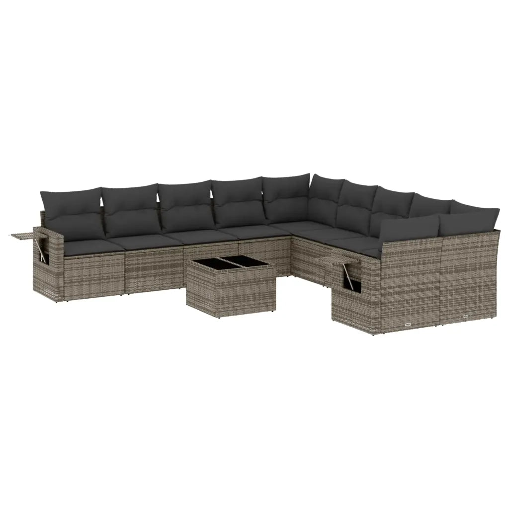 Set Divani da Giardino 11 pz con Cuscini in Polyrattan Grigio 3253057