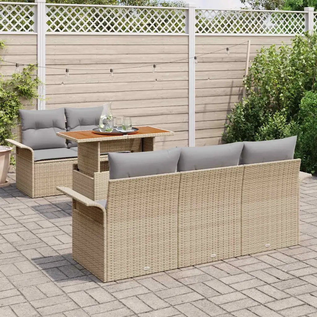 Set Divano da Giardino 6 pcs Beige Poly Rattan 3358009