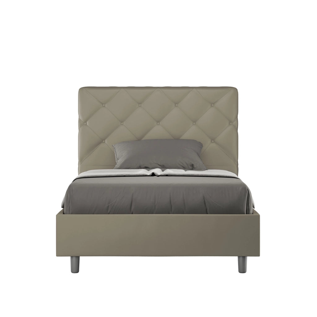 BS COM Letto una piazza e mezza senza rete imbottito 120x210 similpelle cappuccino