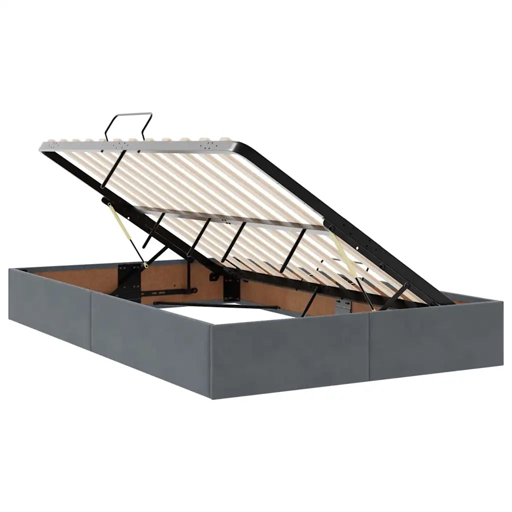 Letto con contenitore e LED Grigio scuro 120 x 200 cm Velluto