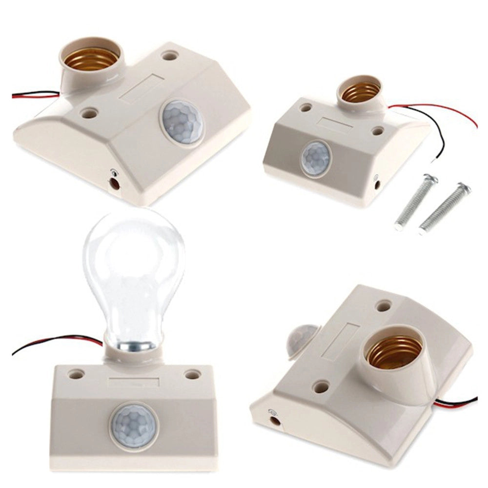Trade Shop - Portalampada E27 Porta Lampada Con Sensore Movimento Pir Infrarossi Portalampade -