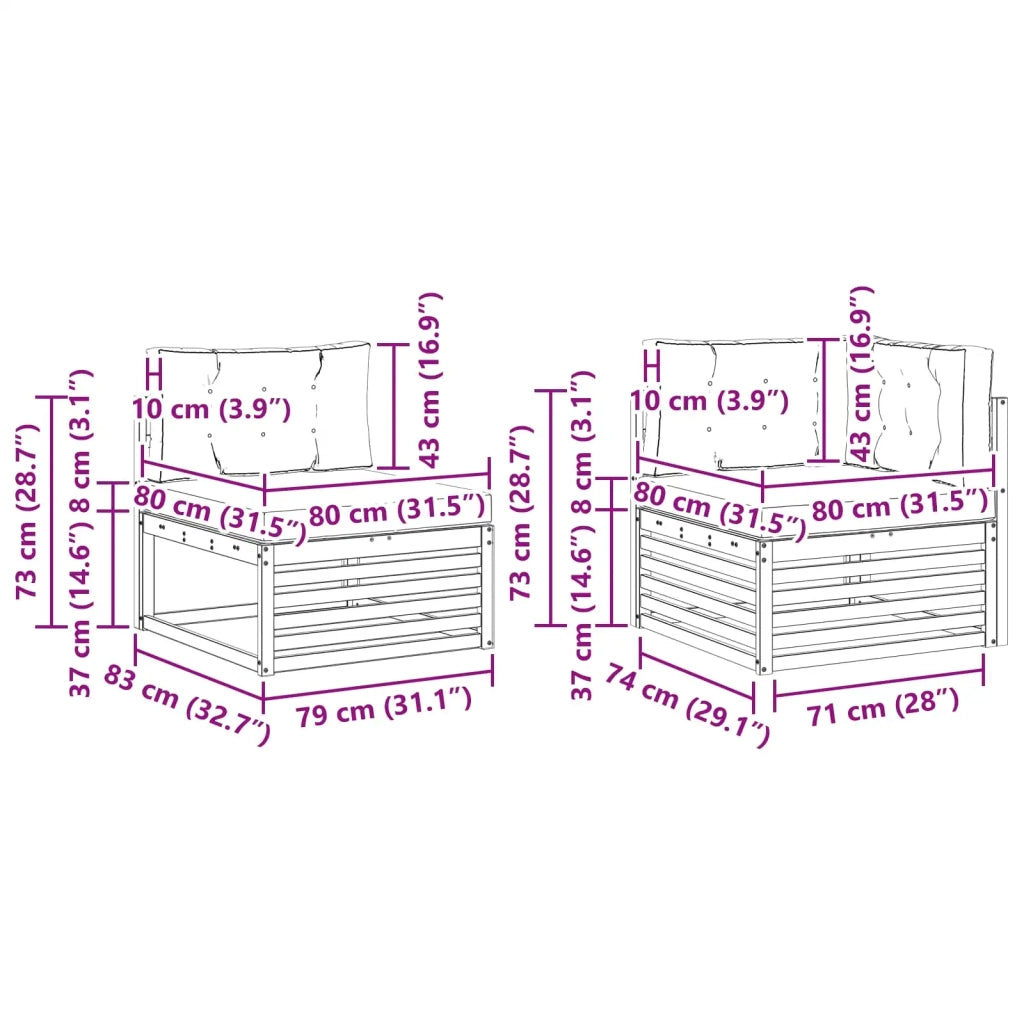 Set divani Legno di Acacia Massello 3391230