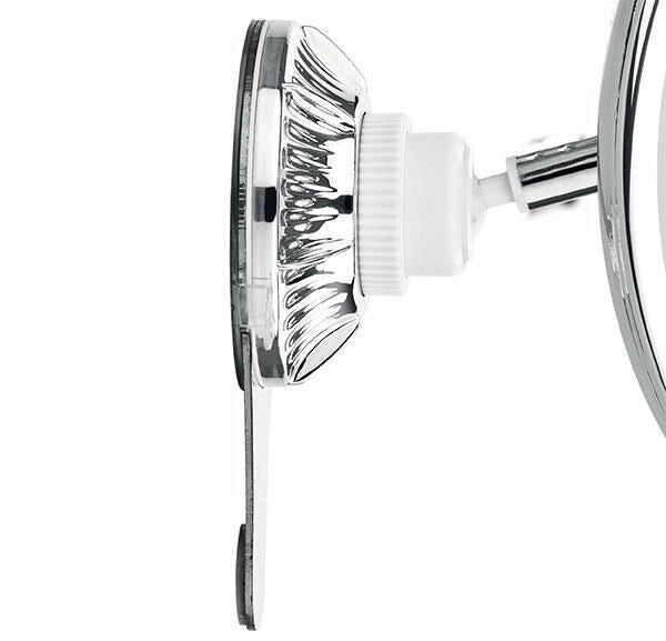 Macom 229 Sensation Specchio Cosmetico Ingrandente 10x Asta Telescopica Doppio Snodo 24 LED Ventosa colore Cromo