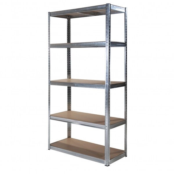 Scaffale 5 ripiani in metallo con ripiani in mdf rimovibili zincato  90x40x180cm