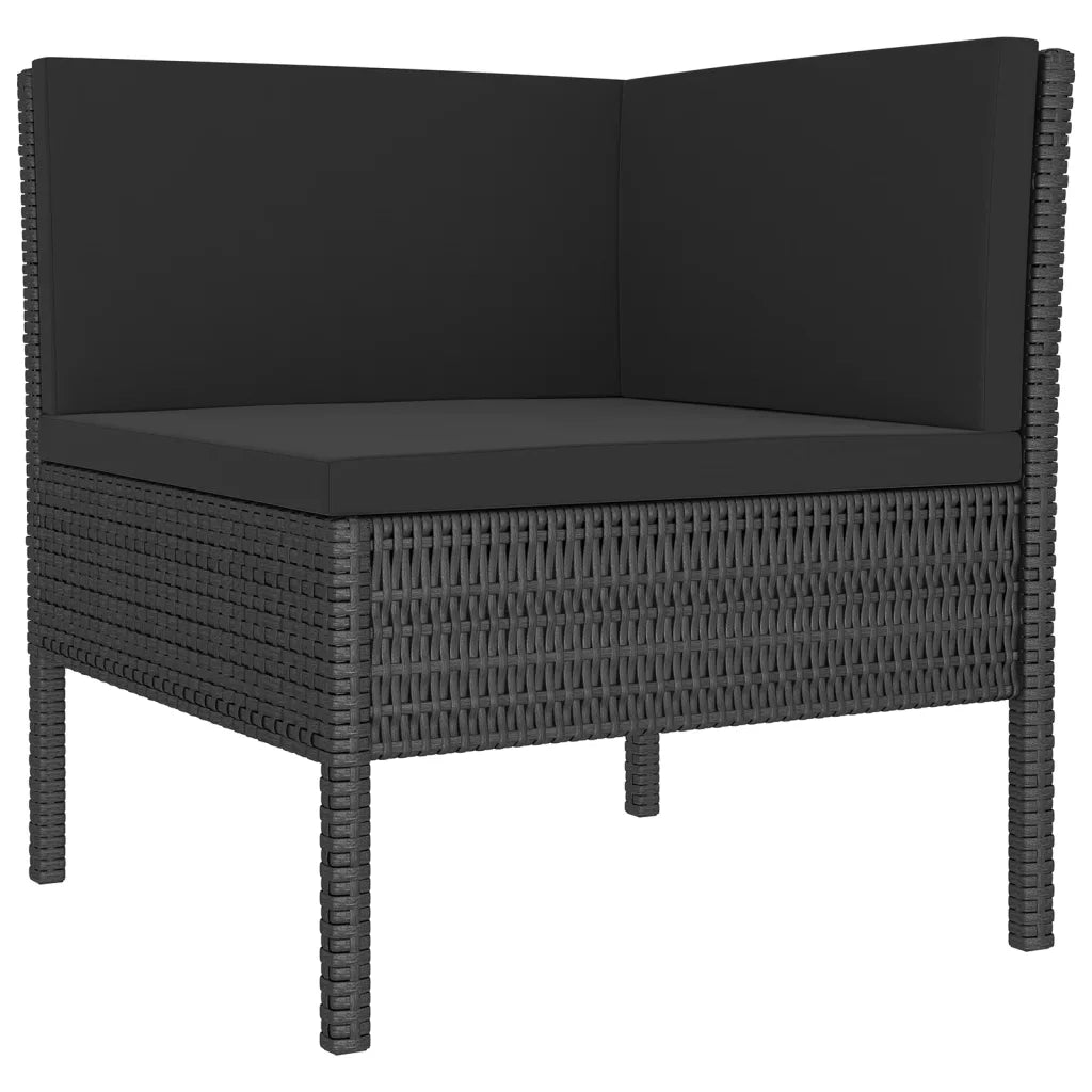 Set Divani da Giardino 9 pz con Cuscini in Polyrattan Nero 3094433