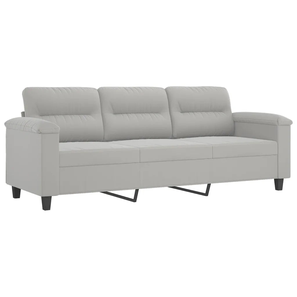 Set Divani 4 pz con Cuscini Grigio Chiaro in Tessuto Microfibra