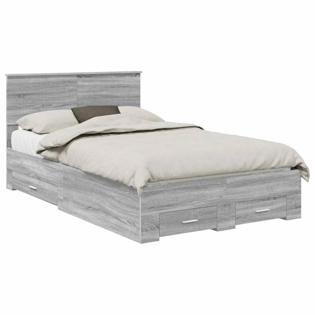 Letto matrimoniale | Letto per adulti | Struttura del letto con testiera Grigio Sonoma 120 x 190 cm