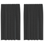 Tende in Voile con Tasche per Aste 2 pz Nero
