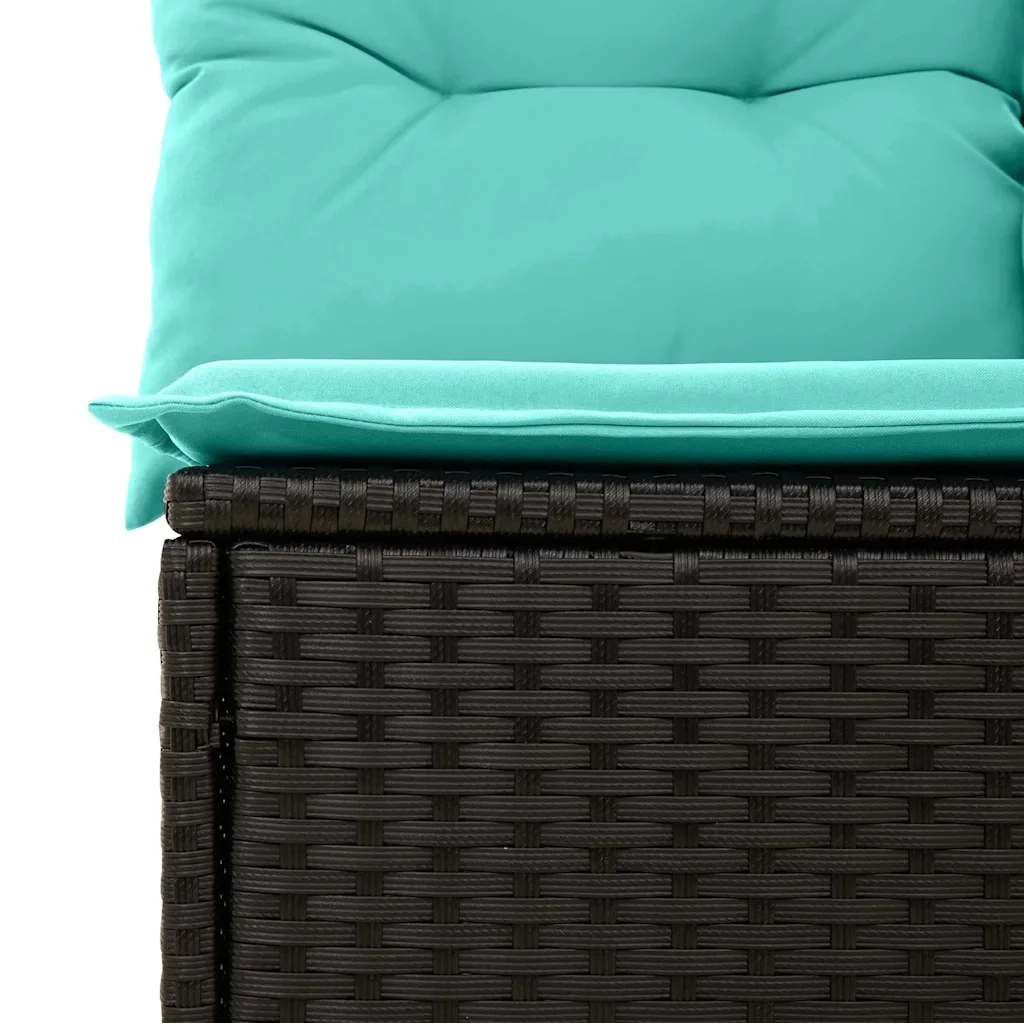 Set Divano da Giardino 8 pz Nero e Turchese polyrattan 3355855