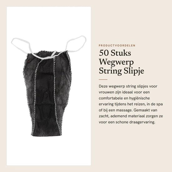 Slip per Bagno 50 Unità - Intimo da Smettere - Tessuto Non Tessuto - Nero - Respirante - Adatto per Spa/Massage - Intimo da Smettere 

Nota: ho conservato il numero di pezzi (50 Unità) e le caratteristiche tecniche (ademend, respirante)